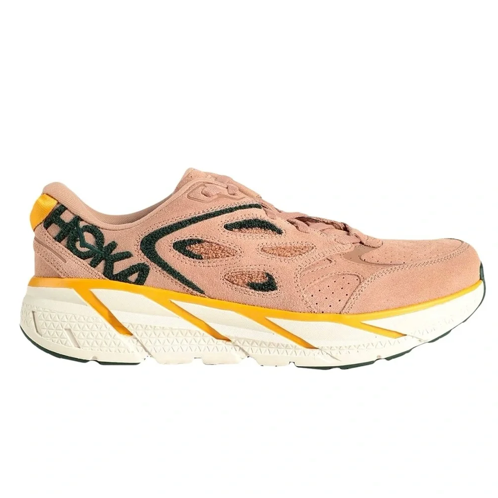 NWT Hoka Clifton L Embroidery UNISEX Shoes Leather Brown Sirrocco Mountain View - Picture 16 of 16